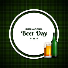 International Beer Day, on August. Cheers with clinking beer mugs conceptual. vector illustration.