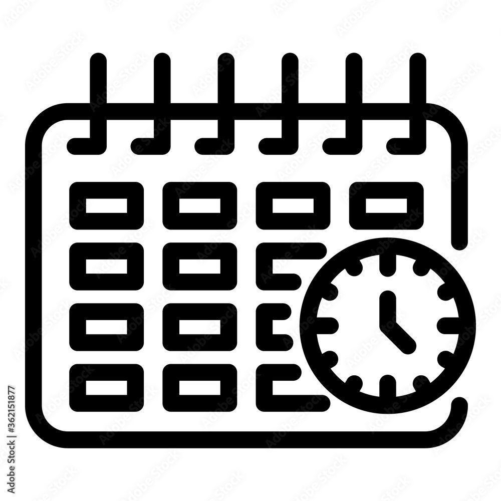 Aufkleber calendar and watch icon. outline calendar and watch vector icon for web design isolated on white bac