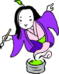 お茶と筆のの妖精