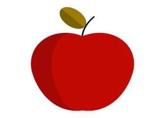 Red apple with green leaf and branch vector illustration