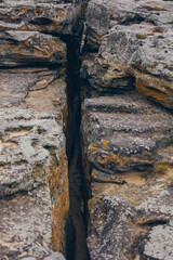 Stones texture and background. Rock texture with different color spots of lichen