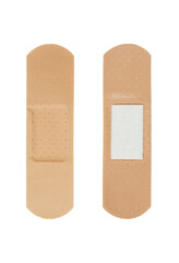 Two sides of a single bandage. Plaster isolated on white background