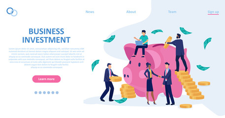 Vector of businesspeople investing saving money, making agreement