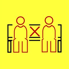 Social distancing concept. Physical distancing sitting in a public chair. Keep distance in public society people to protect from coronavirus or COVID-19. Icon, Symbol. Vector