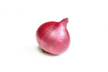 Red organic onion bulb isolated on white background.