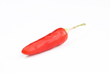 Red chilli pepper isolated on white background. Spicy hot vegetable
