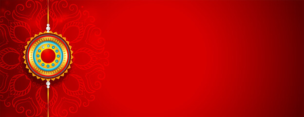 lovely red happy raksha bandhan banner with text space - obrazy, fototapety, plakaty
