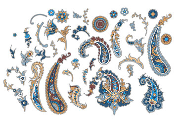 Set of traditional Indian paisley