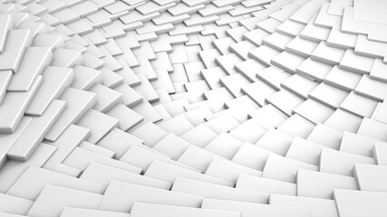 3D render abstract white shapes background