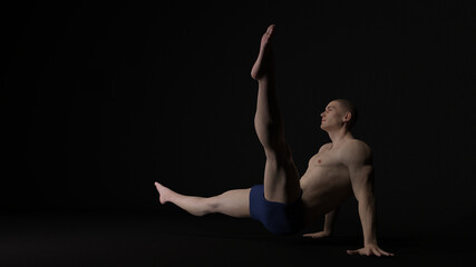 3D Rendering : a male gymnast performs gymnastics exercise