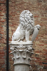 Marzocco column in Montepulciano, Italy