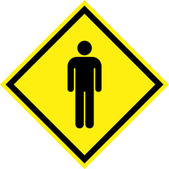 Yellow hazard sign with man symbol