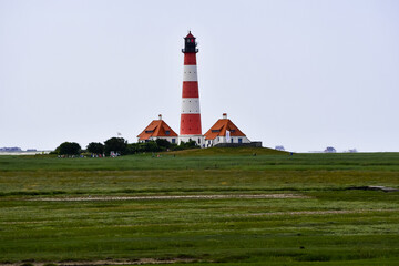Fototapeta na wymiar The famous lighthouse in Westerhever