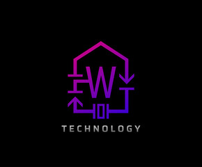 Electric House W Letter Icon Design With Electrical Engineering Component Symbol. Electrical House Service.