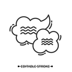 Cloud dialog icon. Linear cloud speech bubble pictograms with text lines. Conversation and discussion concept. Editable stroke strip style vector illustration for web and graphic design