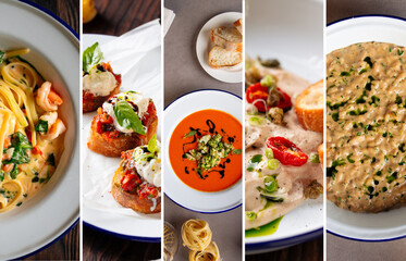 Collage menu design mediterranean cuisine dishes