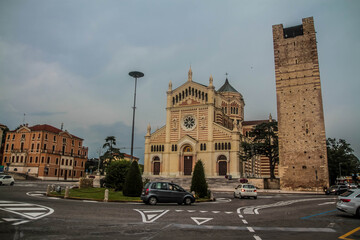 View of catholic church (Duomo di Lonigo - Chiesa del SS.Redentore) in Lonigo.