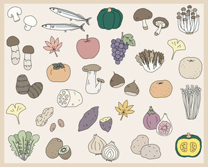 手書きの野菜のイラストのセット シンプル おしゃれ 線画 Aubergine Wall Mural Aubergi Yugoro