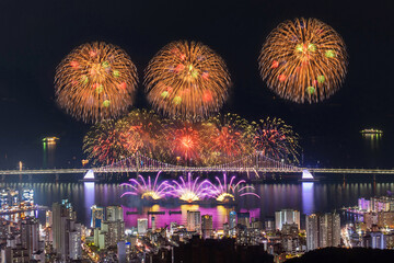 fireworks over the city
