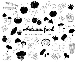 秋の味覚の手書きのイラストのセット 食欲の秋 シンプル おしゃれ Wall Mural Yugoro 秋の味覚の手書きのイラストのセット 食欲の秋 シンプル おしゃれ Wall Mural Yugoro