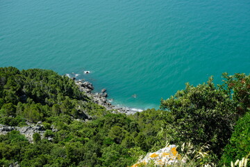 Panorama del Mar Ligure dalla frazione di Montemarcello ad Ameglia, in Liguria.