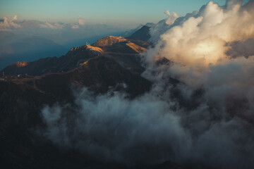 clouds in the mountains