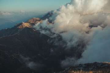 clouds in the mountains