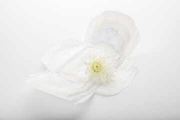 Naklejka na ściany i meble Feminine sanitary pad isolate on white background. Women's pad. Women's Health Concept