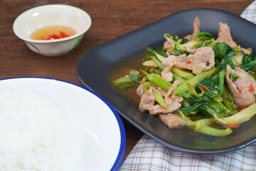 Stir Fried Kale with Lard Thai Food