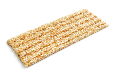 Sesame nut bar with honey isolated on white background.
