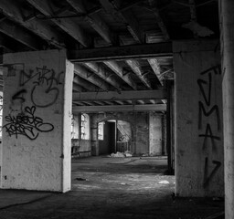 derelict factory in monochrome 