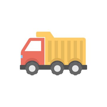 Industrial truck icon. Dump truck, tipper symbol.