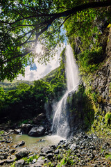 Obraz premium Highest waterfall in the tropical jungle of Mauritius