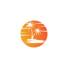 Palm tree summer logo template