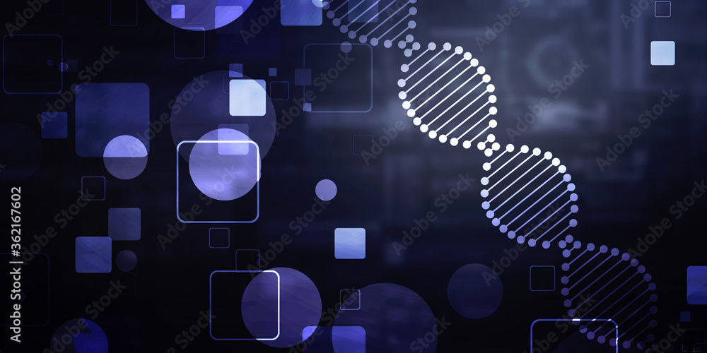 Poster 2d render of dna structure, abstract background