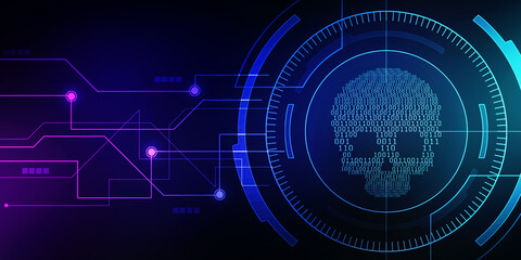 Obraz premium 2d rendering Digital skull and crossbones on binary code