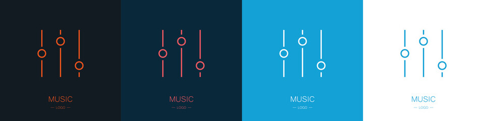 Set of music logos. For a modern business company. Vector illustration
