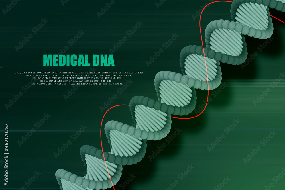 Poster 3d render of dna structure, abstract background