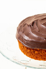 chocolate cake on white background