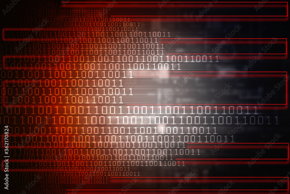 Poster 2d illustration abstract digital binary data on computer screen