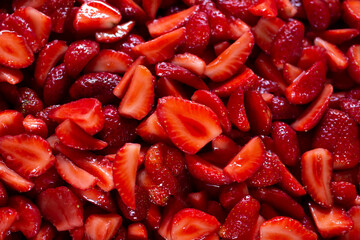 close-up fresh red stawberry as background