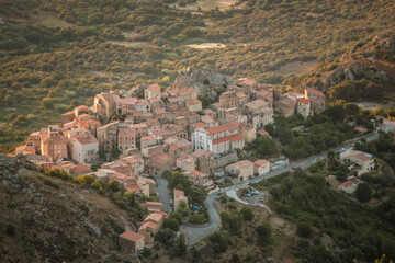 Evening sunlight on Speloncato in Corsica