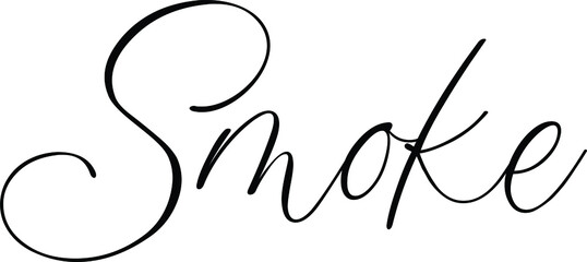 Smoke text. Only one single word. Printable graphic tee. Design doodle for print. Vector illustration.Hand-drawn calligraphy style. Black and white