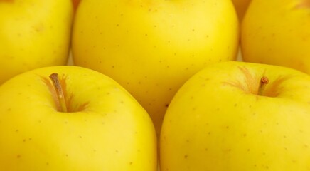 manzanas amarillas maduras juntas, fruta fresco, amarillas, dulce postre, dorado