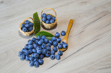 Blueberries on the wooden table