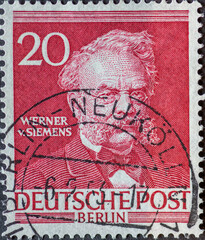 GERMANY, Berlin - CIRCA 1952 : a postage stamp from Germany, Berlin showing Men from the history of...