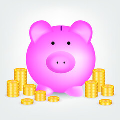 Piggy bank save coin  money  management concept vector illustration