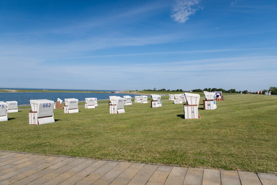 White Beach Hut In Summer At Büsum Beach