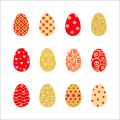 Set Easter eggs on white background