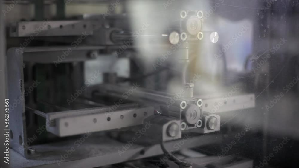 Poster Printing press machine functioning in a paper production factory.